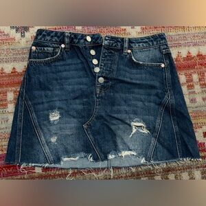 We The Free Dark Blue Distressed Mini Skirt